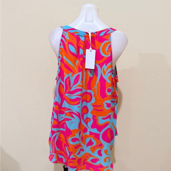 Rose & Olive Sleeveless Tassel Tie Neck Multicolor Floral Print High Low NWT XL - Picture 6 of 8